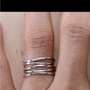 Minimalist Style Ring Silver Plated Multi Layer Design